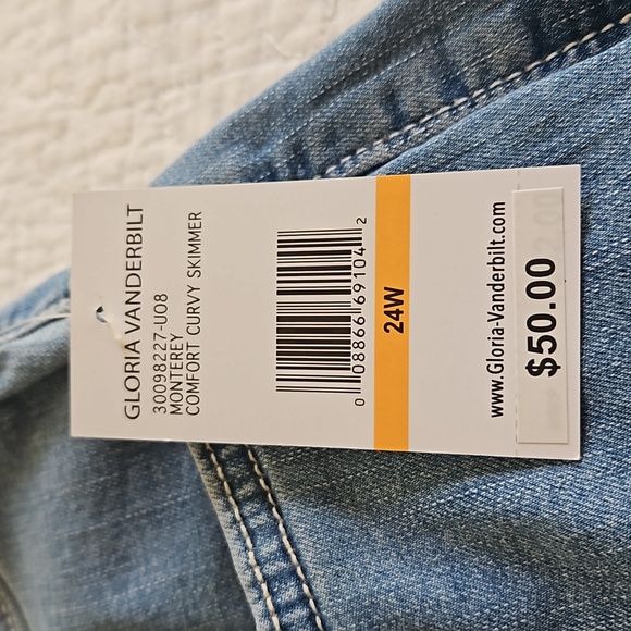 GLORIA VANDRBILT WOMENS CROP JEANS SIZE 24W SKIMMER YOGA STRETCH NEW WITH TAGS - Picture 8 of 17